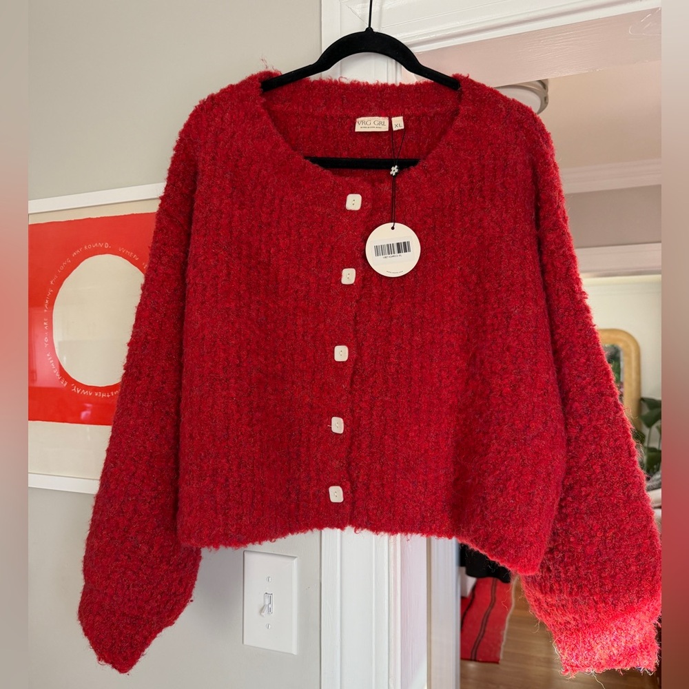 VRL GRL Elsie Knit Cardigan in Chili - Picture 4 of 10